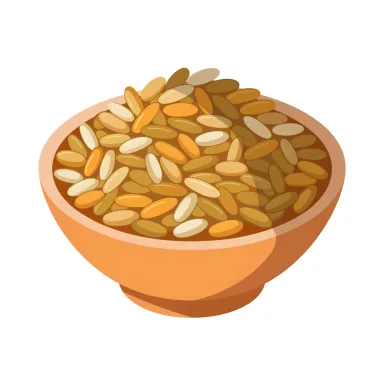 Illustration of rice, brown, cooked